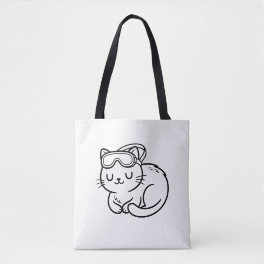 Color Your Own Kawaii Summer Cat Swimmer トートバッグ (正面)