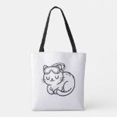 Color Your Own Kawaii Summer Cat Swimmer トートバッグ (裏面)