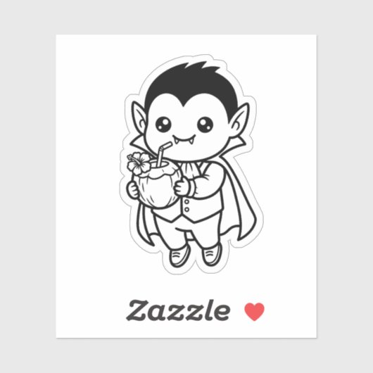 Color Your Own Kawaii Vampire Tropical Coconut シール (シート)