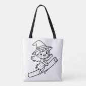 Color Your Own Kawaii Witch Broomstick Summer トートバッグ (裏面)