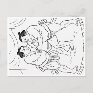 Color Your Sumo! Japanese Sumo Wrestler Coloring P シーズンポストカード