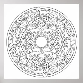 Color Yourself Mandala Poster Squirrel Poster ポスター