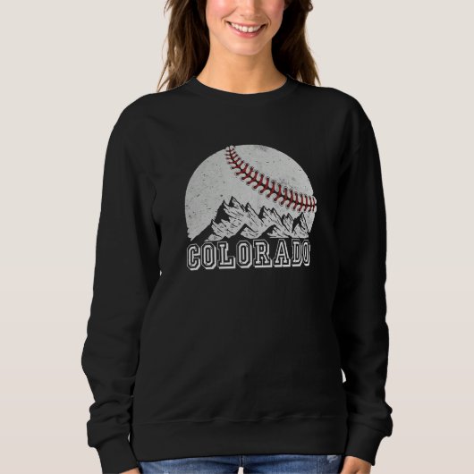 Colorado Baseball Skyline Colorado Cityscape Retro スウェットシャツ (正面)