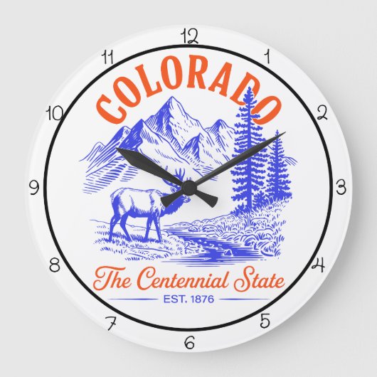 Colorado Centennial State Elk ラージ壁時計 (正面)