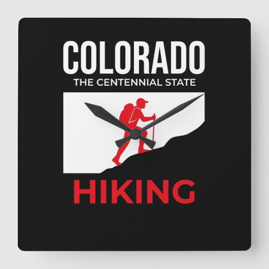 Colorado Hiking – The Centennial State USA スクエア壁時計 (正面)