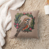 Colorado Lark Bunting Bird Surrounded By Red Cacti クッション (ブランケット)