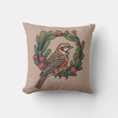 Colorado Lark Bunting Bird Surrounded By Red Cacti クッション (正面)