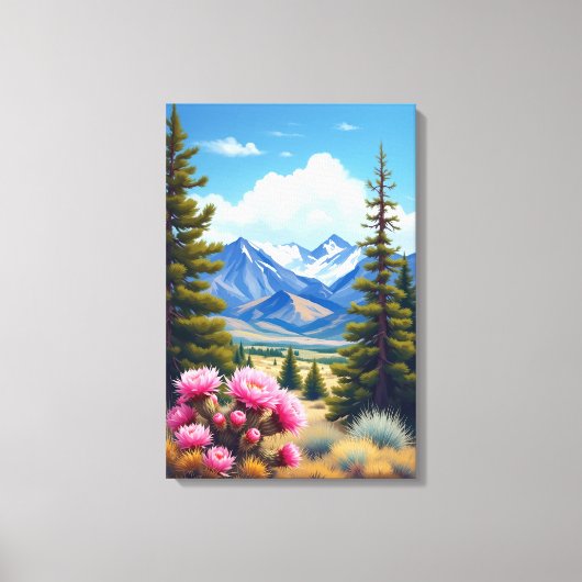 Colorado Rocky Mountains Blooming Cactus キャンバスプリント (正面)