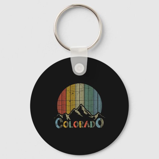 Colorado rocky mountains retro skiing camping キーホルダー (正面)