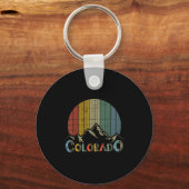 Colorado rocky mountains retro skiing camping キーホルダー (正面)