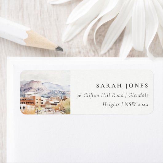 Colorado Springs, Colorado Watercolor Address ラベル (インサイチュ)