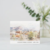 Colorado Springs, Colorado Watercolor Travel ポストカード (スタンド正面)