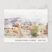 Colorado Springs, Colorado Watercolor Travel ポストカード (正面)