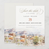 Colorado Springs, Colorado Watercolor Wedding セーブザデート (正面/裏面)