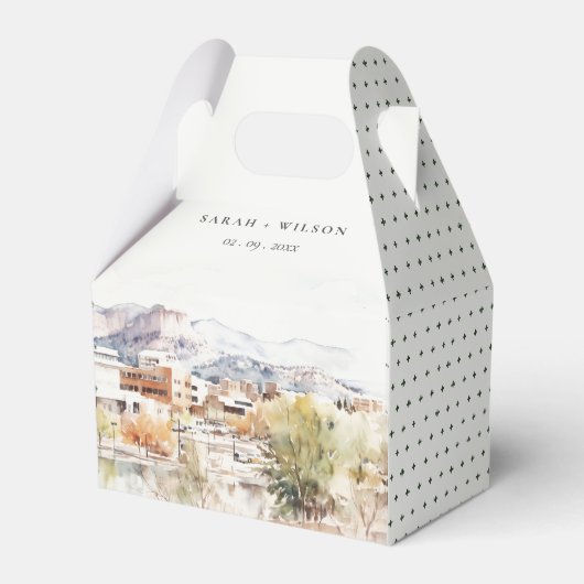 Colorado Springs, Colorado Watercolor Wedding フェイバーボックス (正面サイド)