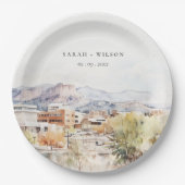Colorado Springs, Colorado Watercolor Wedding ペーパープレート (正面)