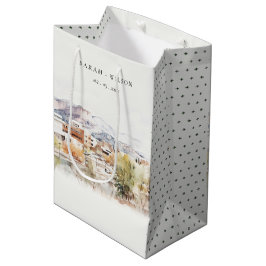 Colorado Springs, Colorado Watercolor Wedding ミディアムペーパーバッグ