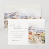 Colorado Springs, Colorado Watercolor Wedding 出欠カード (正面/裏面)