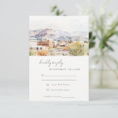 Colorado Springs, Colorado Watercolor Wedding 出欠カード (スタンド正面)