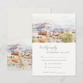 Colorado Springs, Colorado Watercolor Wedding 出欠カード (正面/裏面)