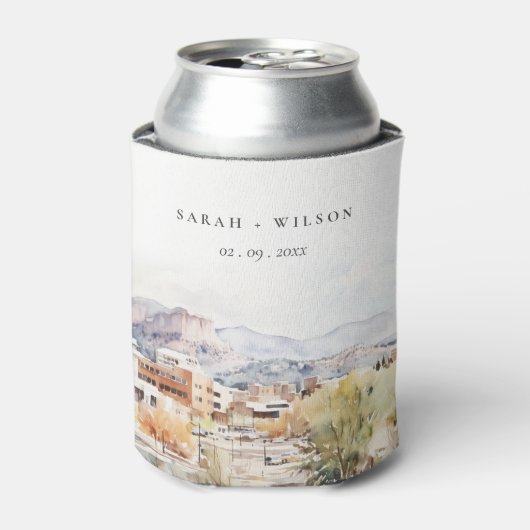Colorado Springs, Colorado Watercolor Wedding 缶クーラー (缶正面)
