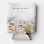 Colorado Springs, Colorado Watercolor Wedding 缶クーラー (正面)