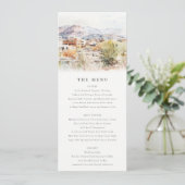 Colorado Springs, Colorado Watercolor Wedding Menu 招待状 (スタンド正面)