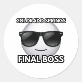 Colorado Springs Final Boss Cool Emoji Sticker ラウンドシール