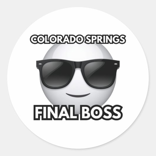 Colorado Springs Final Boss Cool Emoji Sticker ラウンドシール (正面)