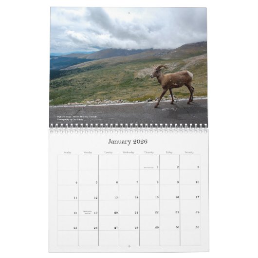 Colorado Wildlife Calendar カレンダー (1月 2026)