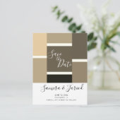 Colorblockカラフル Brown Tones日付を保存 ポストカード (スタンド正面)