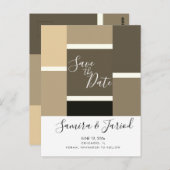 Colorblockカラフル Brown Tones日付を保存 ポストカード (正面/裏面)