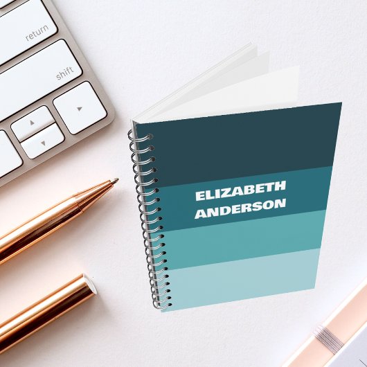 Colorblockティール（緑がかった色）水平ストライプ ノートブック