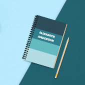 Colorblockティール(緑がかった色)水平ストライプ ノートブック