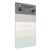 Colorblock水平ストライプグレー&ベージュモノグラム ミニクリップボード (アングル)