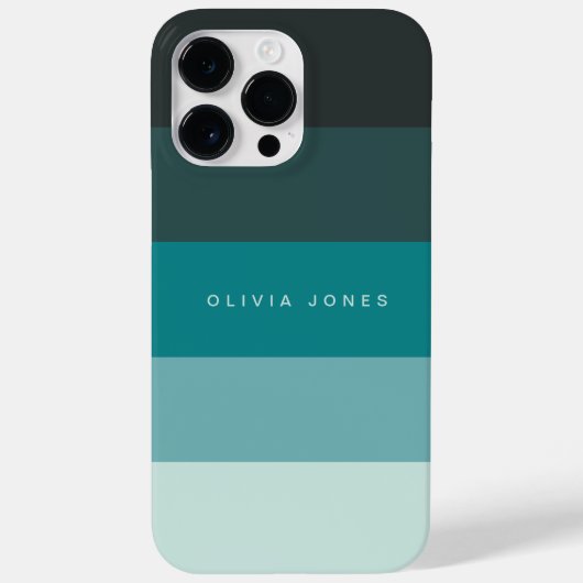 Colorblock水平ストライプブラック&ティール(緑がかった色) Case-Mate iPhoneケース (裏面)