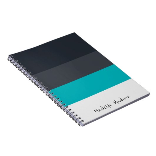 Colorblock水平ストライプ黒と灰色 ノートブック (右側)