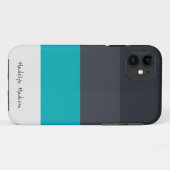 Colorblock水平ストライプ黒と灰色 Case-Mate iPhoneケース (裏面(横))
