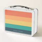 Colorblock水平モノグラストライプのムカラフル メタルランチボックス (裏面)