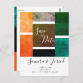 Colorblock カラフル Marble日付はがきを保存 ポストカード (正面/裏面)