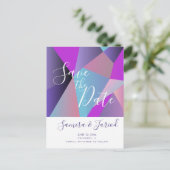 Colorblock カラフル Purple日付はがきを保存 ポストカード (スタンド正面)