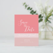 Colorblock 3トーンピンク日付を保存 ポストカード (スタンド正面)