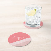 Colorblock 3トーンピンク日付を保存 ラウンドペーパーコースター (インサイチュ)