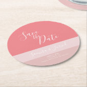 Colorblock 3トーンピンク日付を保存 ラウンドペーパーコースター (アングル)