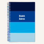 Colorblock Blue水平ストライプ ノートブック (正面)