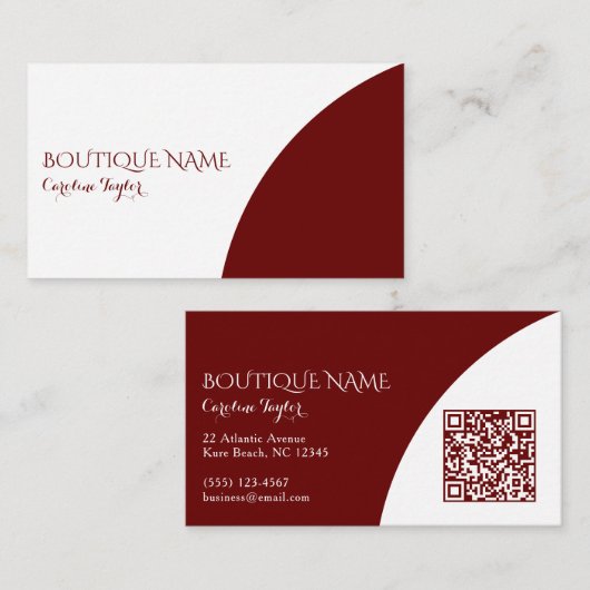 Colorblock Boutique Dark Red QRコード名刺 エンクロージャーカード (正面/裏面)