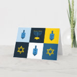 colorblock hebrew hanukkah シーズンカード<br><div class="desc">"colorblock hebrew hanukkah ", "hanukkah（ユダヤ教）メノラー", "happy hanukkah", channukka, channukah, hannukah, hanukkah, "star of david", "dreidell champion", "醜いhanukkah"</div>