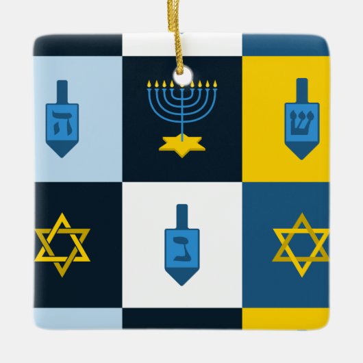 colorblock hebrew hanukkah セラミックオーナメント (正面)