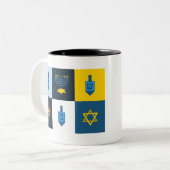 colorblock hebrew hanukkah ツートーンマグカップ (正面左)