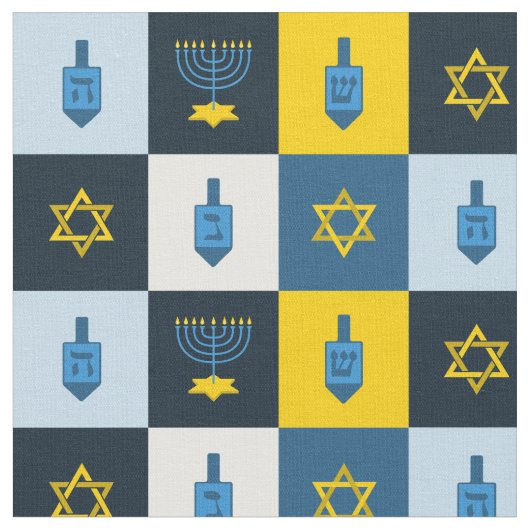 colorblock hebrew hanukkah ファブリック (クローズアップ)